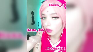 Hana_C4 Cosplay Dildo Practice