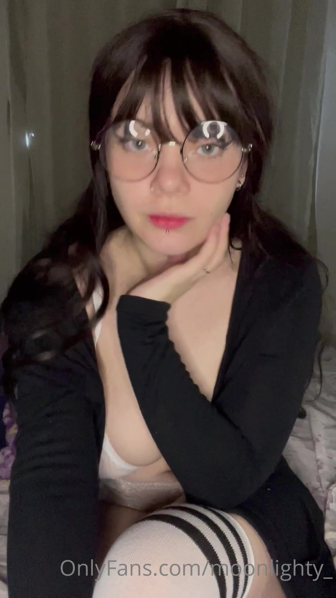 Moon Lighty Rides Dildo In White Lingerie