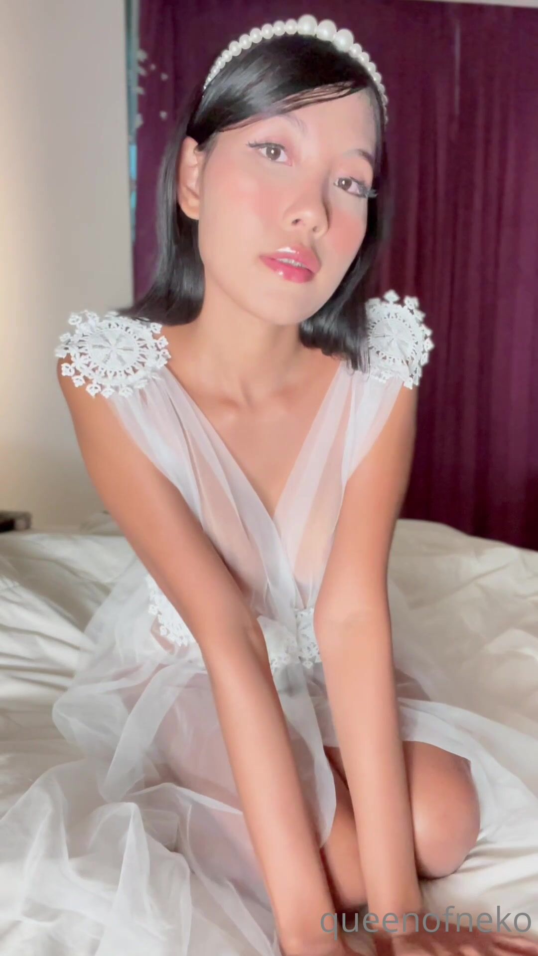 Queen Of Neko Rides Dildo In Wedding Dress