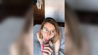 BbyLiilii - Nerdy Girl Giving Deep Sloppy BJ to Dildo