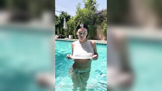 Kaitlynn Anderson With Wet Shirt In The Outdoor Pool